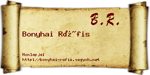 Bonyhai Ráfis névjegykártya